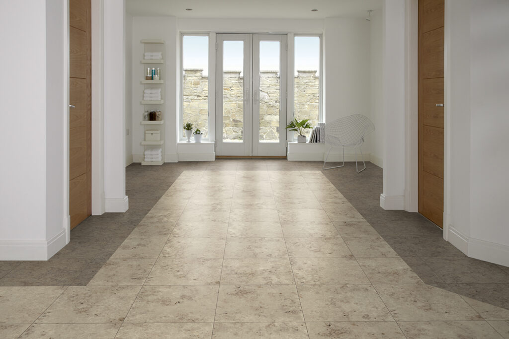 Amtico - Jura Beige - Upton Stone Border - Luxury Vinyl Tile (LVT) Flooring - Vinyl Flooring - Wood Flooring