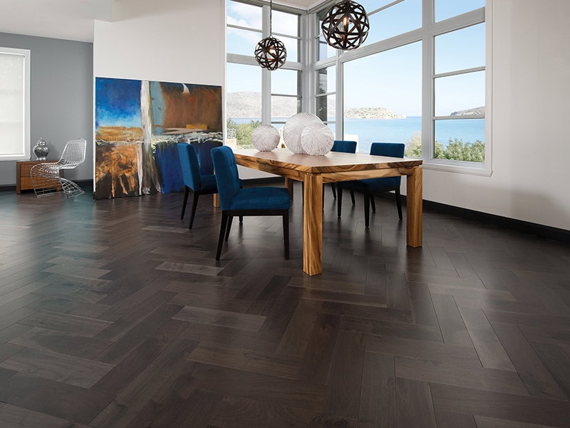 Mirage - 14025 Herringbone - Knotty Walnut Charcoal - Wood Flooring