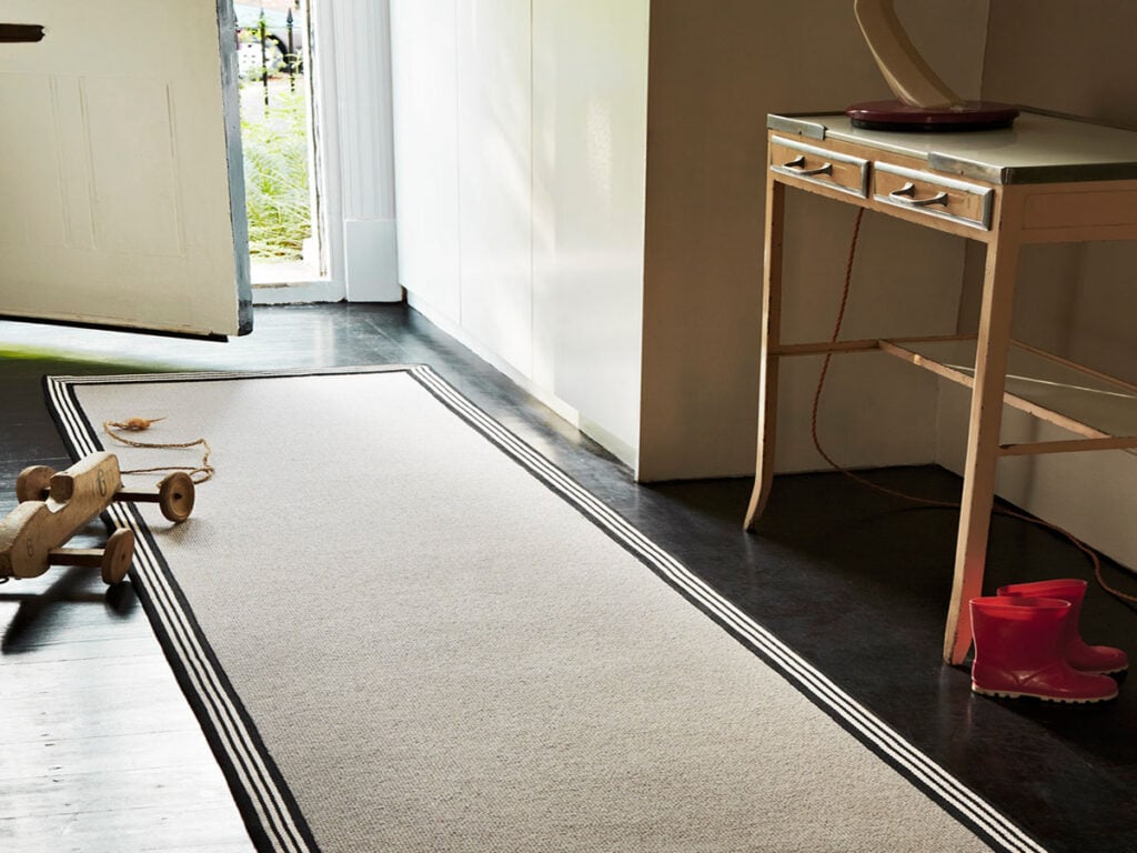 Alternative Flooring Wool Romance Runner Black Stripe Border - Carpet