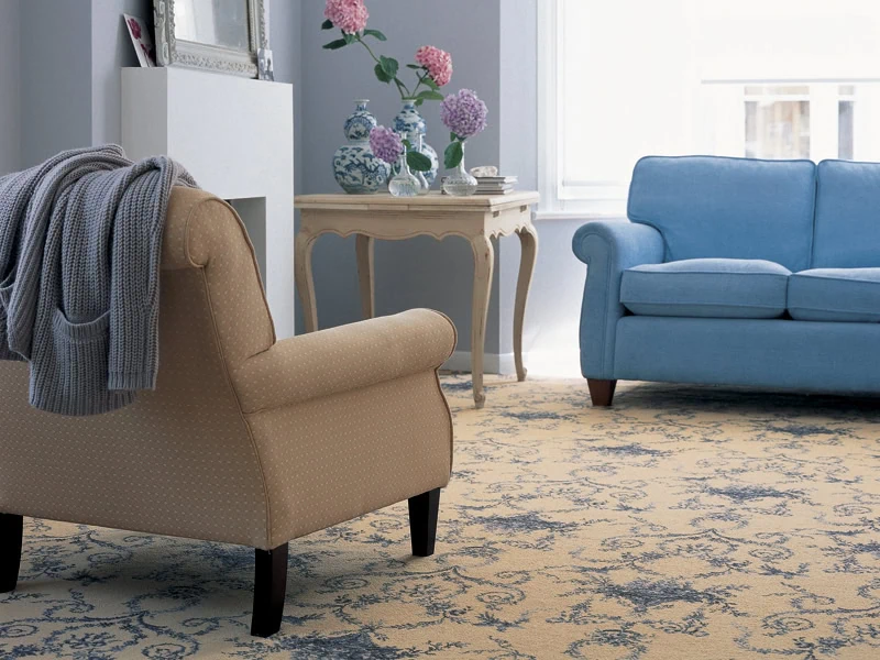 Brintons - Classic Florals Toile Empire Blue - Carpet