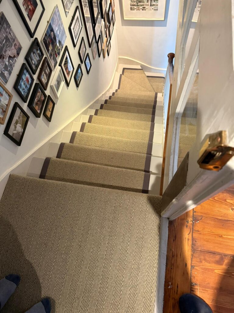 Alternative Flooring Anywhere Carpet Herringbone Re-Affirm Carpet Installation in Finsbury Park