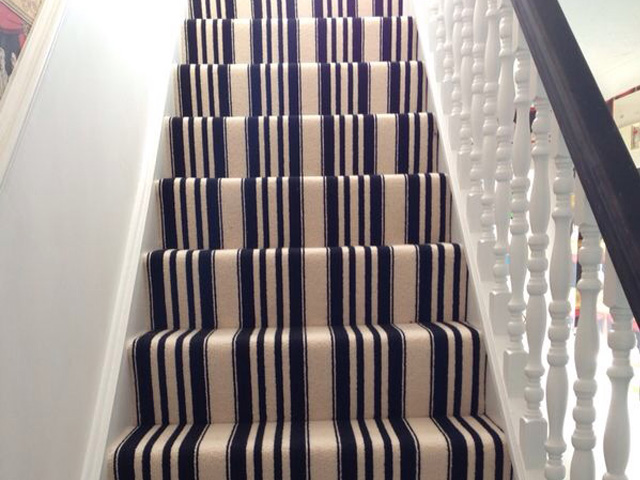 Black And White Striped Stair Carpet