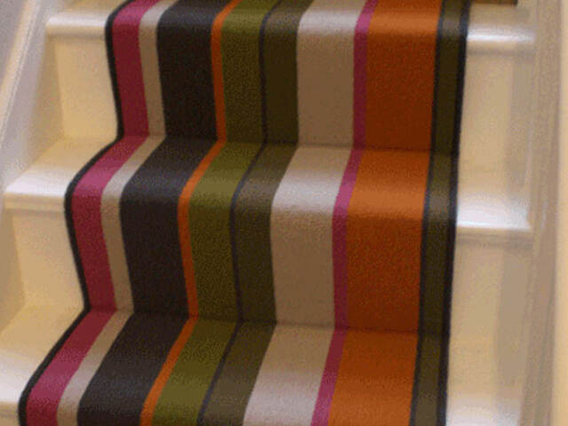 Multi Coloured Striped Stair Runner