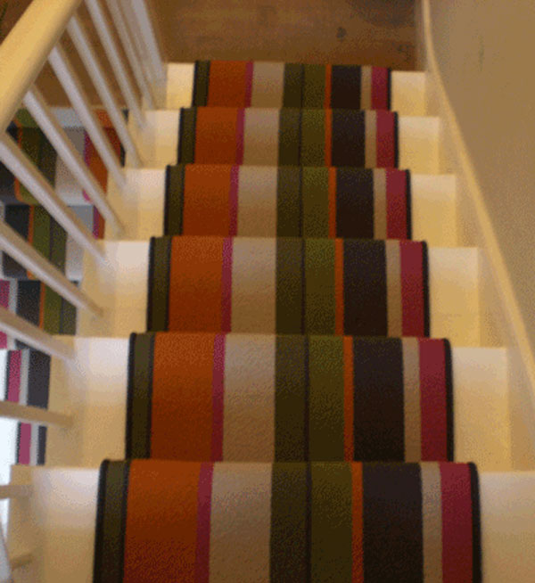 Multi Coloured Striped Stair Runner 2