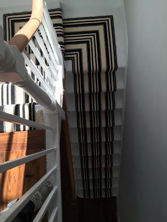 black and white striped stair carpet 1