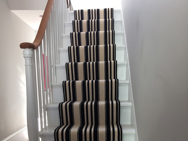 Black & White Striped Stair Carpet
