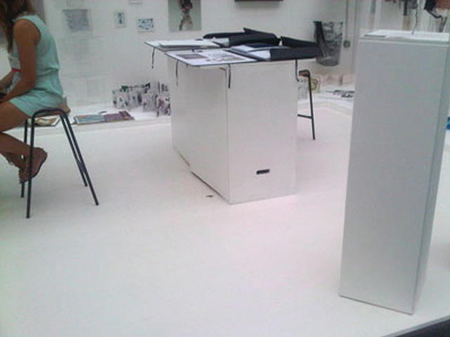 Tarkett Modern Living White Vinyl Installed To Brighton University Exhibition Stand - Luxury Vinyl Tile (LVT) Flooring - Home - Commercial