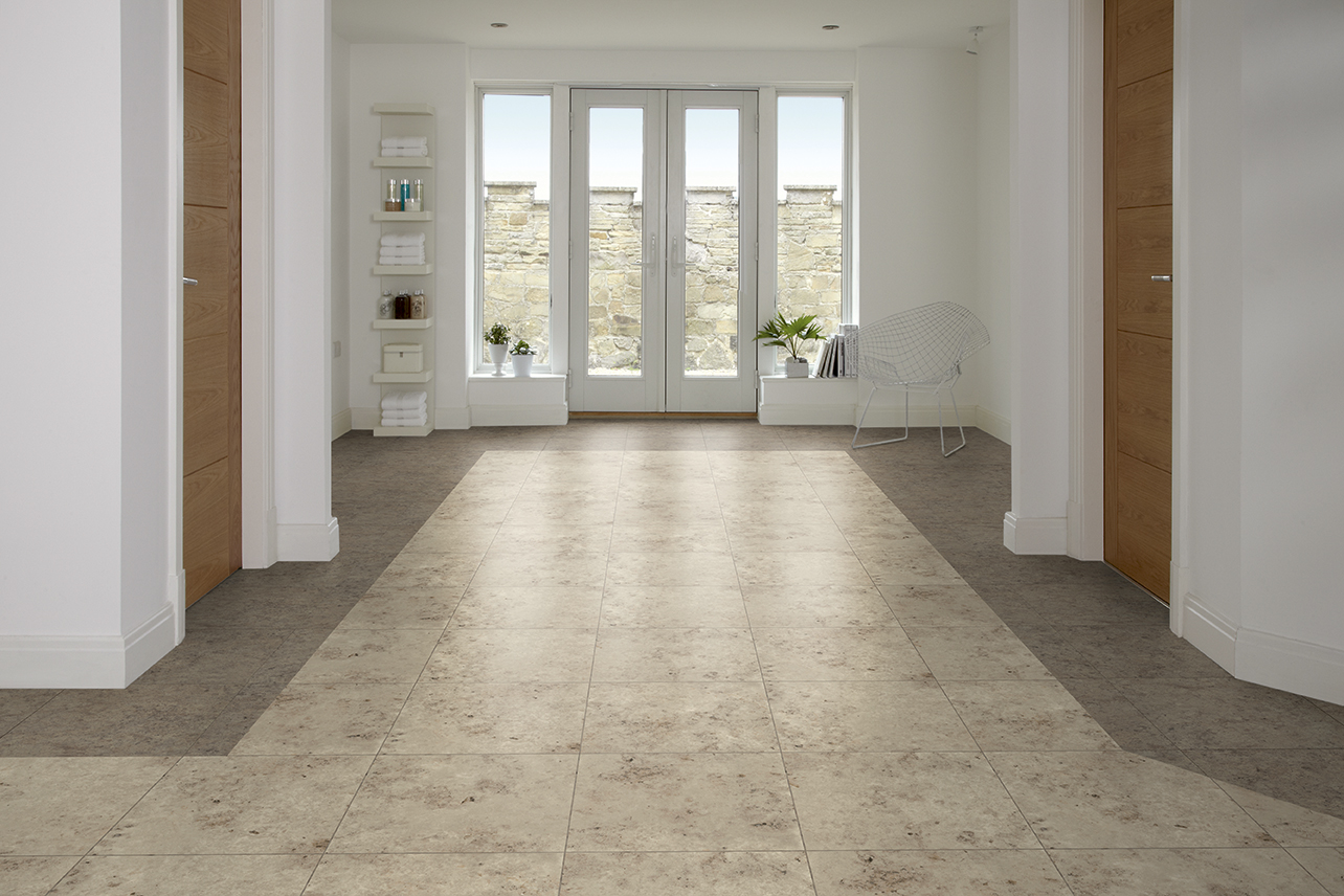 Amtico - Jura Beige - Upton Stone Border - Luxury Vinyl Tile (LVT) Flooring - Vinyl Flooring - Wood Flooring