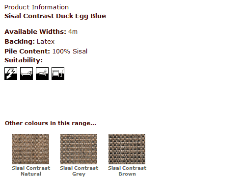 Kersaint Kobb - Sisal Contrast Duck Egg Blue - Carpet - Wood Flooring