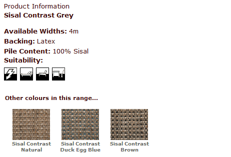 Kersaint Kobb - Sisal Contrast Grey - Carpet - Wood Flooring