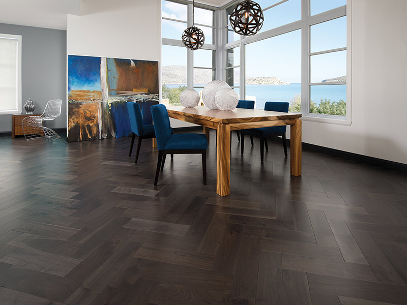 Mirage - 14025 Herringbone - Knotty Walnut Charcoal - Wood Flooring