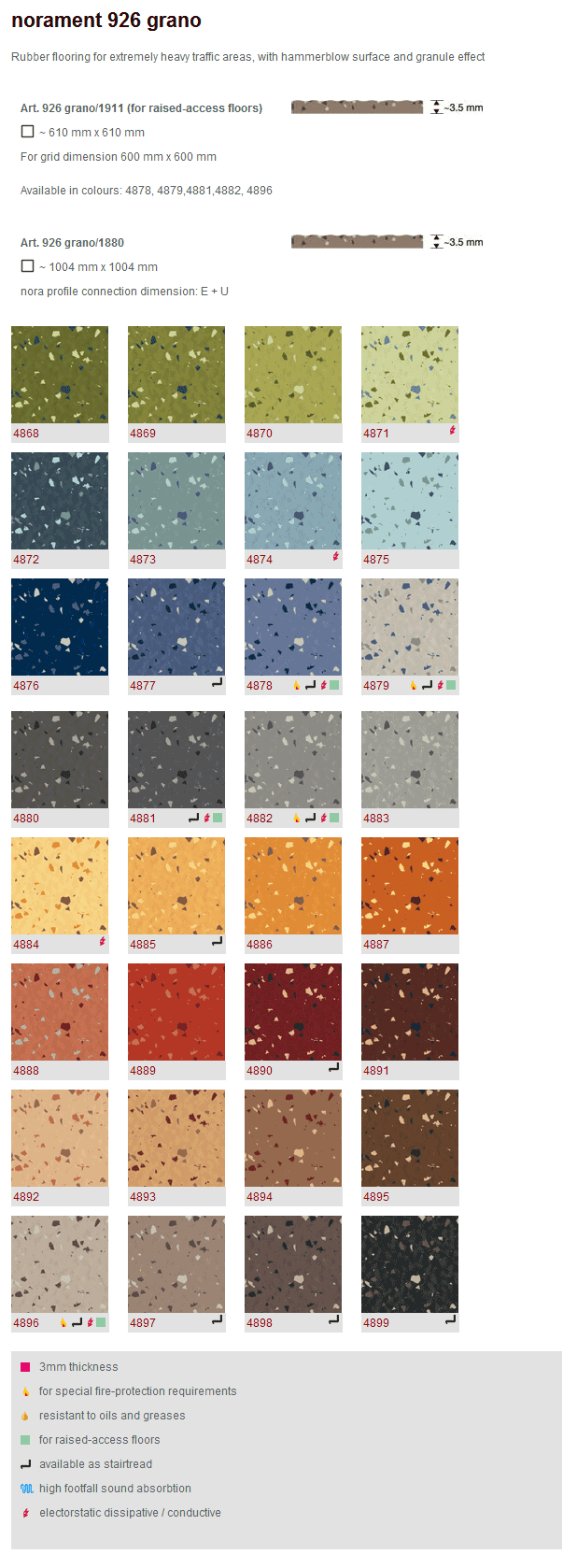 Nora Flooring Norament 926 Grano - Rubber Flooring Nora Flooring Norament 926 Grano - Rubber Flooring