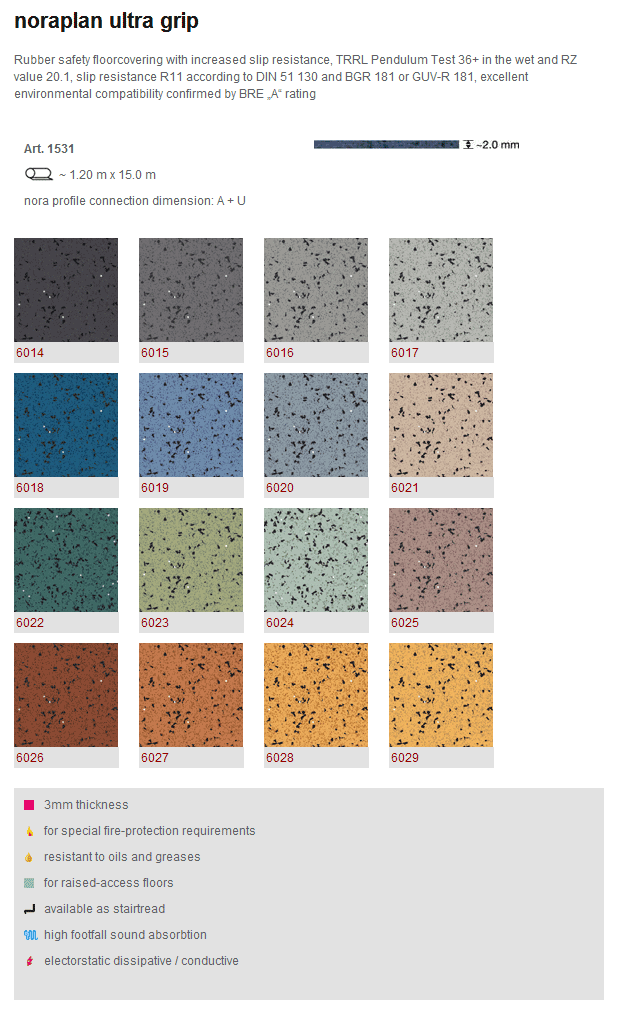 Nora Flooring Noraplan Ultra Grip - Rubber Flooring
