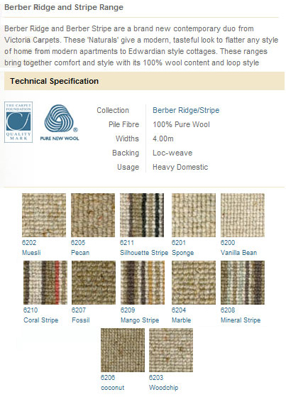 Victoria Carpets - Berber Ridge and Stripe - Carpet