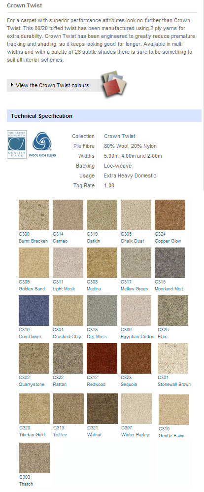 Victoria Carpets - Crown Twist Range - Carpet