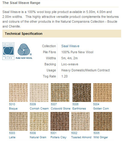 Victoria Carpets - Sisal Weave Range - Carpet