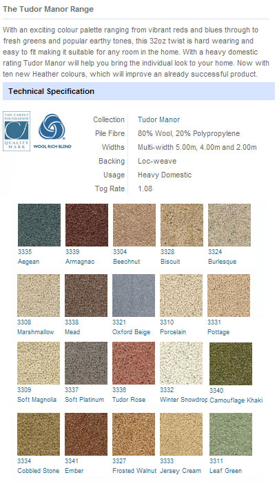 Victoria Carpets - Tudor Manor Range - Carpet