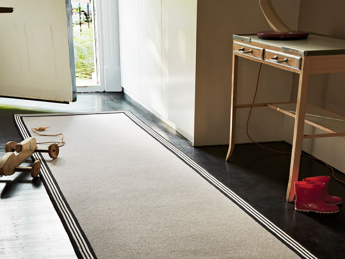 Alternative Flooring Wool Romance Runner Black Stripe Border - Carpet