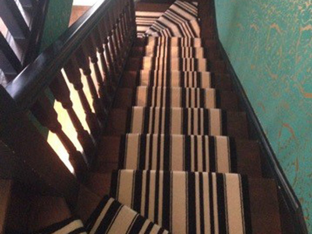 Black And White Striped Stair Carpet