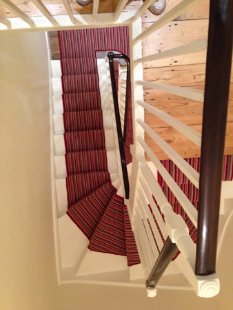 red multicoloured stair carpet 1